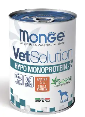 Купить monge vetsolution dog hypo monoprotein duck консервы для взрослых собак всех пород с уткой для снижения реакции пищевой непереносимости