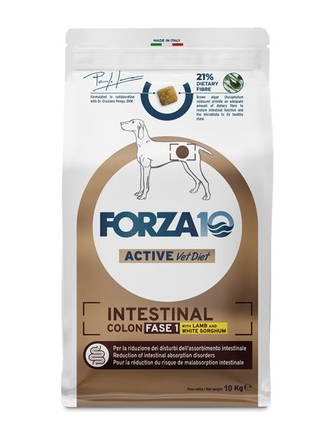 Купить forza10 active vetdiet intestinal colon fase 1 all size сухой диетический корм для взрослых собак всех пород, для лечения колитов и недостаточности поджелудочной железы, с ягненком и белым сорго