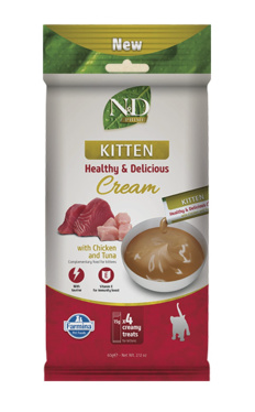 Farmina N&D Prime Cat Cream лакомство для котят, беременных и кормящих кошек, крем-суп с курицей и тунцом