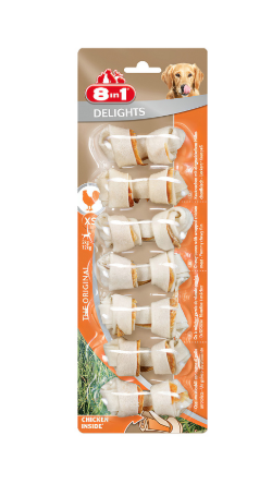 Купить 8in1 delights xs лакомство для собак мелких пород, косточки из сушеной говяжьей кожи с куриным мясом