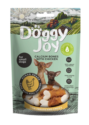 Купить doggy joy лакомство для собак мелких пород, кальциевые косточки с курицей