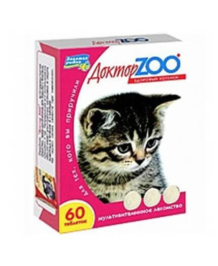ДОКТОР ZOO здоровый котенок мультивитаминное лакомство для котят с кальцием