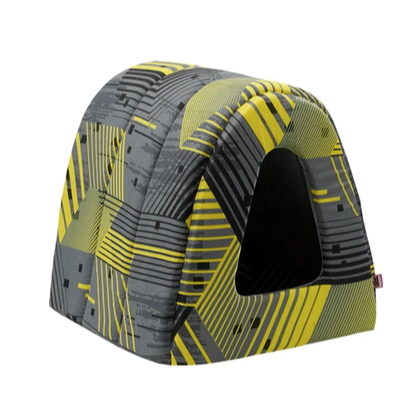 Купить zooexpress лежанка-домик туннель «Геометрия» для кошек и собак бязь, желто-серая