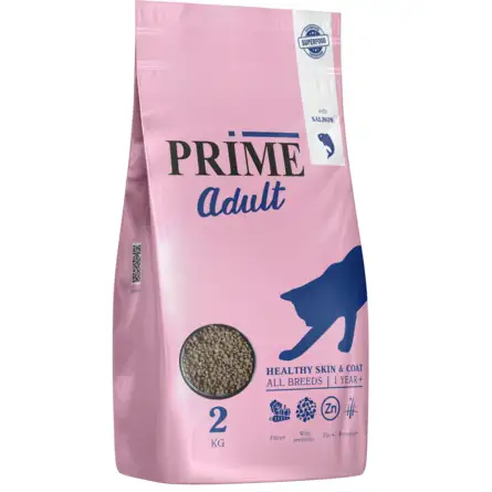 Купить prime healthy skin&coat сухой корм для кошек с 12 мес здоровая кожа и шерсть, лосось