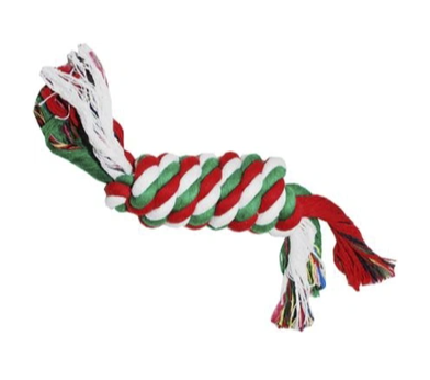 №1 игрушка для собак Грейфер веревка плетеная, бело-красно-зеленый