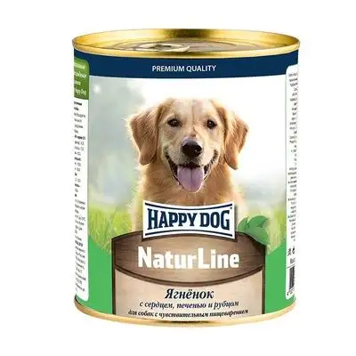 Купить happy dog консервы для собак: ягненок с сердцем, печенью и рубцом