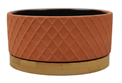 Купить mr.kranch bamboo миска керамическая бамбуковой подставке для собак и кошек, коричневая