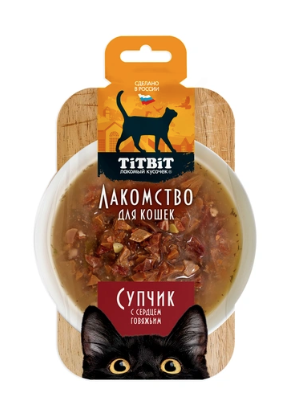 Купить titbit Лакомый кусочек лакомство для кошек, Супчик с сердцем говяжьим
