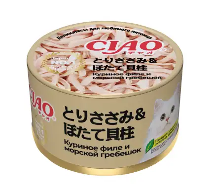 Купить inaba Консервы для кошек ciao can Куриное филе и морской гребешок