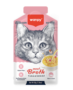 Wanpy Cat влажный корм для кошек бульон с тунцом и креветкой (Пауч)