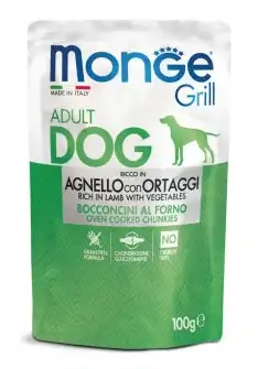 Monge Dog Grill влажный корм для взрослых собак всех пород с ягненком и овощами (пауч)
