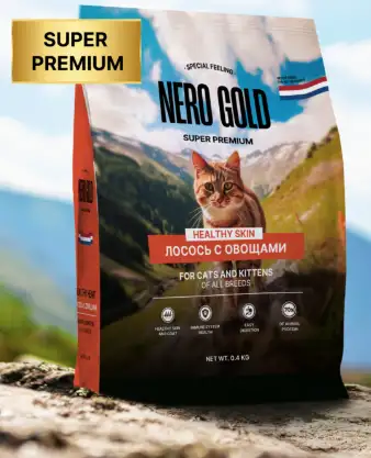 Купить nero gold super premium healthy skin all life stages salmon Сухой корм для кошек и котят всех возрастов с лососем и овощами