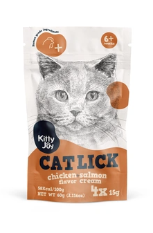 Купить kitty joy лакомство для кошек, крем-пюре с курицей и лососем