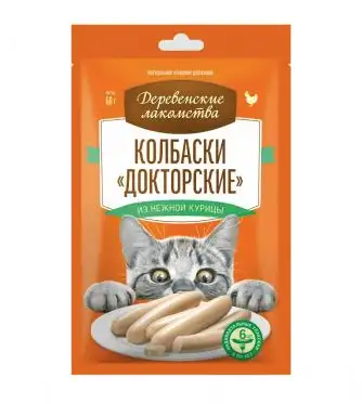 Купить Деревенские лакомства колбаски докторские из нежной курицы для кошек
