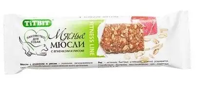 Купить titbit лакомство для собак мюсли fitness с ягненком и рисом, 1 шт.