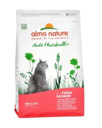 Купить almo nature hairball сухой корм для взрослых кошек для выведения комочков шерсти из желудка, со свежим лососем