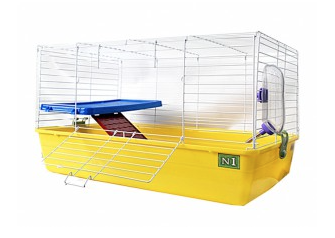 №1 клетка для кроликов и шиншилл двухэтажная укомплектованная, боковая дверь, голубая