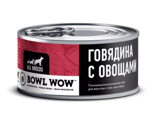 BOWL WOW Monoprotein консервы для собак с говядиной и овощами