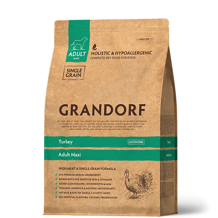 Купить grandorf сухой корм для взрослых собак крупных пород, индейка. (Срок годности до 09.10.26)