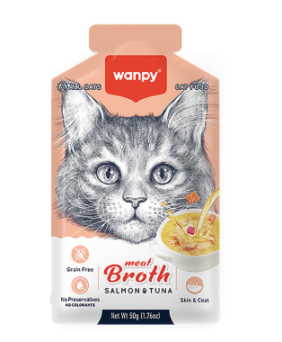 Купить wanpy cat влажный корм для кошек бульон с лососем и тунцом (Пауч)