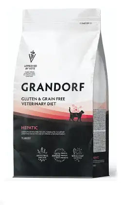 Купить grandorf veterinary diet cat hepatic полнорационный диетический сухой корм для кошек, для поддержания функции печени при ХПН срок годности до 12.12.26