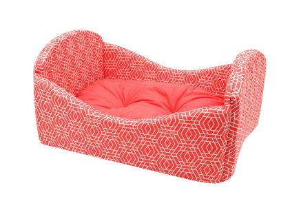 Купить zooexpress «Геометрия»лежанка Кроватка для собак и кошек, бязь, коралловая