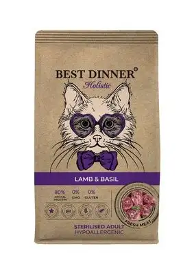 Купить best dinner сухой корм для стерилизованных кошек с ягненком и базиликом