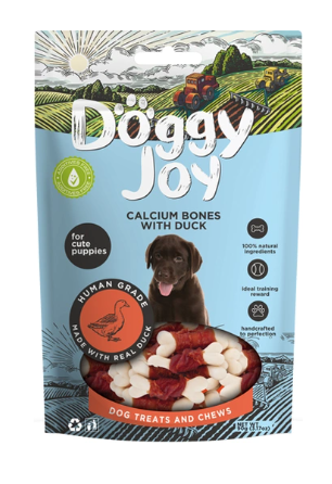 Купить doggy joy лакомство для щенков всех пород, кальциевые косточки с уткой