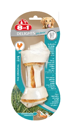 Купить 8in1 dental delights m лакомство для собак средних и крупных пород косточка с куриным мясом и минералами