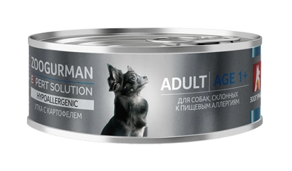 Купить ЗООГУРМАН expert solution hypoallergenic консервы для собак склонных к пищевым аллергиям с уткой и картофелем