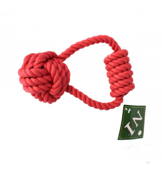 №1 игрушка для собак Грейфер петля с ручкой и узлом, красный 