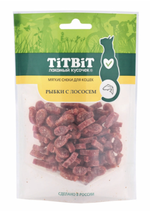 Купить titbit лакомство для кошек, Мягкие снеки Рыбки с лососем