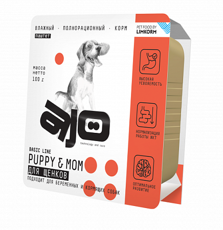 Купить ajo dog puppy&mom влажный корм для щенков, беременных и кормящих собак с курицей (ламистер)