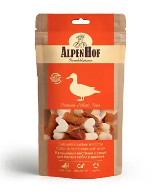 AlpenHof лакомство для мелких собак и щенков Кальциевые косточки с уткой