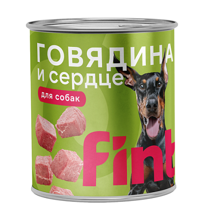 Купить fint консервы для взрослых собак крупных пород, с говядиной и сердцем