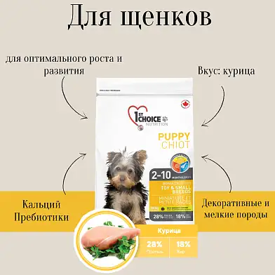 1st Choice Puppy Toy & Small Breeds сухой корм для щенков декоративных и мелких пород с курицей