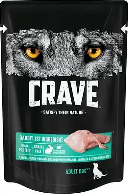 Crave полнорационный влажный корм для взрослых собак всех пород, с кроликом (пауч)