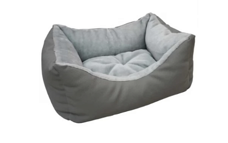 Купить zooexpress лежанка пухлик для кошек и собак искусственная кожа+мех, серая