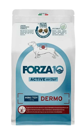 Купить forza10 active vetdiet dermo mini/toy сухой диетический корм для взрослых собак мелких пород, поддержка кожных функций при дерматозах и чрезмерного выпадения шерсти
