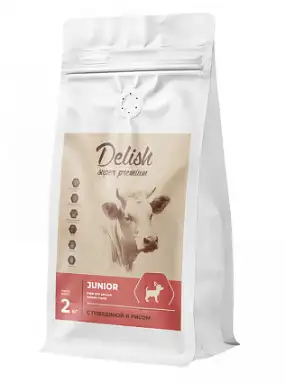 Delish Super Premium сухой корм для щенков мелких пород с говядиной и рисом