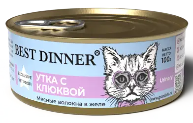 Best Dinner Exclusive Vet Profi Urinary консервы для кастрированных кошек, профилактика МКБ с уткой и клюквой