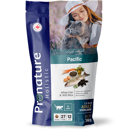 Купить pronature holistic pacific сухой корм для стерилизованных кошек, океаническая белая рыба и рис