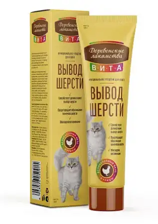 Купить Деревенские лакомства Вита Паста для вывода шерсти у кошек и котят со вкусом курицы