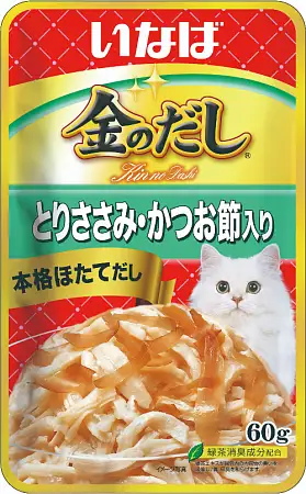 Купить inaba Киннодаси влажный корм для кошек куриное филе и кациобуси в желе (пауч)