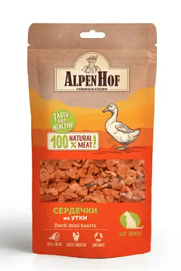 AlpenHof лакомство для кошек сердечки из утки