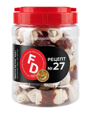 For Dogs лакомство для собак рецепт №27 Мясная узловая косточка с уткой и кальцием