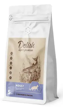 Купить delish super premium Сухой корм для взрослых кошек с лососем и рисом