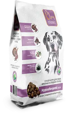 Clan Classic Hypoallergenic-23/11 сухой корм для взрослых собак крупных и средних пород с ягненком, индейкой и бурым рисом