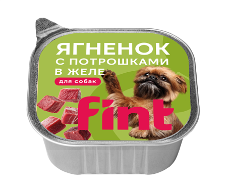 Купить fint влажный корм для взрослых собак мелких и средних пород, с ягненком и потрошками в желе (ламистер)