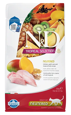 Farmina N&D Cat Tropical Selection Chicken Neutered Adult сухой корм для стерилизованных кошек и кастрированных котов, с курицей